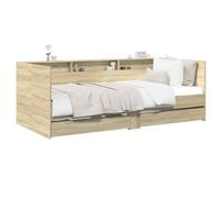 vidaXL Cama supletoria con cajón roble Sonoma Madera de ingeniería, marco de cama día compacto, diseño moderno, ahorro de espacio, mueble versátil, solución de sueño elegante