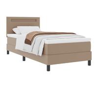 vidaXL Cama Tipo Box Spring Capuchino 90 x 190 cm Cuero sintético, Cama con cabecero Ajustable, Diseño Moderno, Cuero sintético Elegante, Solución de sueño versátil, Colchón de Espuma cómodo