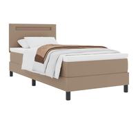 vidaXL Cama Tipo Box Spring Capuchino 90 x 190 cm Cuero sintético, Cama con cabecero Ajustable, Diseño Moderno, Cuero sintético Elegante, Solución de sueño versátil, Colchón de Espuma cómodo