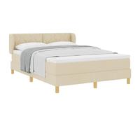 vidaXL Cama Tipo Box Spring con cabecera Crema 140 x 190 cm Tela | La almohada tiene una funda de tejido transpirable que la hace duradera y cómoda, manteniendo una buena textura que se