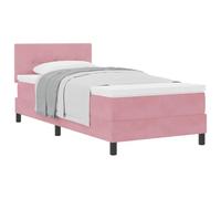 vidaXL Cama Tipo Box Spring con cabecera Rosa 90 x 200 cm Terciopelo | Terciopelo suave para que estés bien cómodo, Menos ruido y se adapta mejor a tu cuerpo, Ideal si duermes de espaldas o de