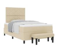 vidaXL Cama Tipo Box Spring con colchón Crema 120 x 190 cm Tela, Cama Ajustable, Marco Moderno, Estructura Resistente, diseño Estiloso, Descanso cómodo, Muebles para Dormitorio