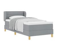 vidaXL Cama con somier y colchón Crema 90x200 cm Fabric Gris Claro, Cabezera Ajustable, Cama de Caja Moderna, colchón de resortes, Marco Funcional, Juego de Ropa de Cama Elegante