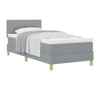 vidaXL Cama Box Spring con colchón Gris Claro 90 x 190 cm Tela, Configuración Moderna de Dormitorio, Cama Resistente, Muebles funcionales, Sistema de sueño Personalizable,