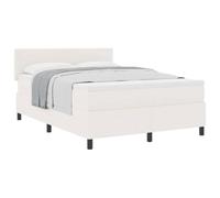 vidaXL Cama Tipo Box Spring Crema y 140 x 190 cm Tela de Pana, Decoración Moderna para el Dormitorio, Cama Rectangular Elegante con Colchón Espumoso, Sistema de Sueño Firme