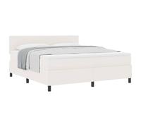 vidaXL Cama Tipo Box Spring Crema y 180 x 200 cm Tela de Pana, Decoración Moderna para el Dormitorio, Cama Rectangular Elegante con Colchón Espumoso, Sistema de Sueño Firme