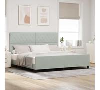 vidaXL Cama de Terciopelo Gris Claro de 200 x 200 cm con Botones de Cristal, Acolchada, de Madera Natural, Estilo Moderno, Resistente, Ideal para el Dormitorio, Espaciosa y Suave, Minimalista