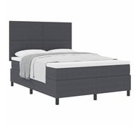 vidaXL Cama Tipo Box Spring Gris Oscuro y 140 x 200 cm Tela de Pana, Decoración Moderna para el Dormitorio, Cama Rectangular Elegante con Colchón Espumoso, Sistema de Sueño Firme
