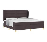vidaXL Cama tipo Box Spring Marrón Oscuro 200 x 200 cm tela, Muebles de dormitorio modernos, cama con somier, colchón de muelles ensacados, cabecero ajustable, marco de madera de pino, diseño cómodo