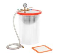 vidaXL Cámara de Vacío Tapa Acrílica Bomba Desgasificación Encapsulado Accesorio Vacuómetro Manómetro Acero Inoxidable 22,7 L 29,5x39 cm