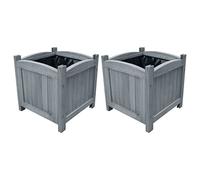 vidaXL Camas Elevadas de Jardín 2 Piezas Macetero Arriate Elevado Planta Caja de Flores Patio Terraza Decoración Madera Maciza de Abeto
