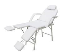 vidaXL Camilla Ajustable de Masaje y Salon de Belleza Cuero Sintético Blanco