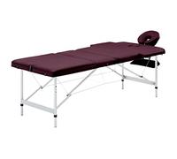 vidaXL Camilla de Masaje Plegable 3 Zonas Mesa Cama de Centro Estético Portátil Ajustable Acolchada Profesional Cómodo Aluminio Morado Vino