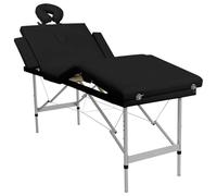 Mesa de masaje de aluminio plegable de cuatro cuerpos negros