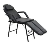 vidaXL Camilla Estética Pedicura Masaje Plegable Portátil Piel Sintética Negra