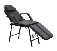 vidaXL Camilla Estética Pedicura Masaje Plegable Portátil Piel Sintética Negra