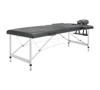 vidaXL Camilla Masaje de 2 Zonas Estructura Aluminio Antracita 186x68cm Salud Accesorios Salón Masajista Cuidado Personal Altura Ajustable Cómoda