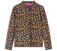 vidaXL Camisa Infantil con Cuello Mao Estampado Floral Ropa para Niños Azul Marino 104