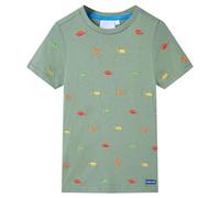 vidaXL Camiseta de Manga Corta Infantil Top Ropa para Niños con Dinosaurio Caqui 116