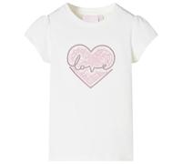 vidaXL Camiseta de Niños Diseño de Corazón de Lentejuelas Ropa Infantil Crudo 104