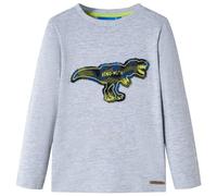 vidaXL Camiseta Infantil de Manga Larga Diseño Dinosaurio Ropa Niños Gris Melange 128
