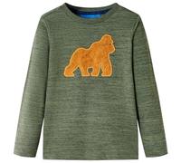 vidaXL Camiseta Infantil de Manga Larga Diseño Gorila Ropa de Niños Caqui Melange 116