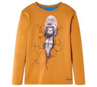 vidaXL Camiseta Infantil de Manga Larga Estampado de Gorila Ropa Ocre Oscuro 116