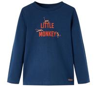 vidaXL Camiseta Infantil de Manga Larga Estampado de Monitos Jersey Azul Marino 128