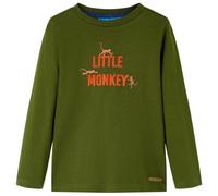 vidaXL Camiseta Infantil de Manga Larga Estampado de Monitos Jersey Caqui Oscuro 128