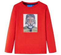 Camiseta Infantil de Manga Larga Estampado de Tigre Ropa de Niños Rojo 128