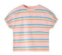 vidaXL Camiseta Infantil Estampado Rayas Arco Iris Ropa de Niños Color Melocotón 128