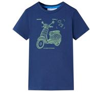 Camiseta Infantil Manga Corta con Motocicleta Ropa de Niños Azul Oscuro 104