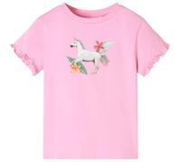 Camiseta Infantil Manga Corta Estampado Unicornio Ropa Rosa Brillante 116