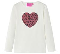 vidaXL Camiseta Infantil Manga Larga Diseño Corazón Lentejuelas Jersey Ropa Crudo 116