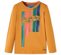 vidaXL Camiseta Infantil Manga Larga Estampado Coche Carreras Ropa Ocre Oscuro 116