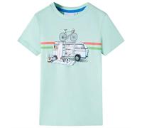 vidaXL Camiseta para Niños con Estampado de Autobús Ropa Infantil Verde Menta Claro 128