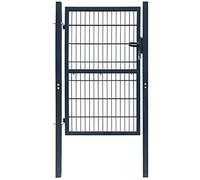 vidaXL Cancela de Puerta de Jardín 2D Sencilla Entrada para Valla Verja de Exterior de Acero Recubrimiento en Polvo Gris Antracita 106x190 cm
