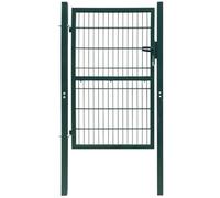 vidaXL Cancela de Puerta de Jardín 2D Sencilla Entrada para Valla Verja de Exterior de Acero Recubrimiento en Polvo Verde 106x230 cm