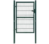 vidaXL Cancela de Puerta de Jardín 2D Sencilla Entrada para Valla Verja de Exterior de Acero Recubrimiento en Polvo Verde 106x230 cm
