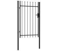 vidaXL Cancela de Valla Boxtel Individual Puerta de Jardín Entada Vallado Exterior con Puntas de Acero Negro 1x1,5 m