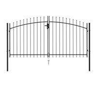 vidaXL Cancela de Valla Doble Puerta de Jardín Entada Vallado Exterior con Puntas de Acero Negro 3x1,5 m