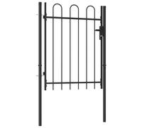 vidaXL Cancela de valla con una puerta y arcos acero negro 1x1,2 m