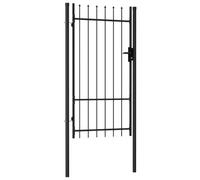 vidaXL Cancela de Valla Individual Puerta de Jardín Entada Vallado Exterior con Puntas de Acero Negro 1x1,75 m