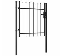 vidaXL Cancela de Valla Individual Puerta de Jardín Entada Vallado Exterior con Puntas de Acero Negro 1x1 m