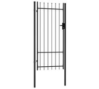 vidaXL Cancela de Valla Individual Puerta de Jardín Entada Vallado Exterior con Puntas de Acero Negro 1x2 m