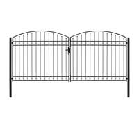 vidaXL Cancela Valla Doble Puerta con Arco Puerta Jardín Accesorios para Entrada Funcional Moderna Estable Duradera Práctica 400x200cm Acero Negro