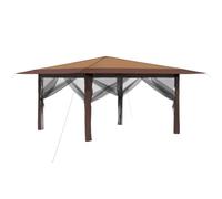 vidaXL Carpa con 4 paredes laterales de 4 x 4 m, color beige y marrón, pabellón portátil, cenador moderno, toldo de sombra al aire libre, tienda de campaña de fácil instalación, refugio ligero