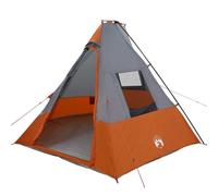 vidaXL Carpa de Camping en Forma de Cono Gris y Naranja | Tela Impermeable para 6 Personas, Fácil de Montar, Diseño Resistente y Transpirable, Refugio al Aire Libre, Pirámide Moderna, Ideal para el J