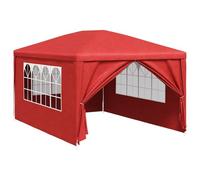 vidaXL Carpa de Fiesta con Pared Rojo 400 x 300 x 255 cm, Carpa de jardín, toldo Resistente al Agua, Refugio UV, Cubierta Rectangular para Festivales