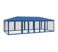 vidaXL Carpa para Fiestas con 12 Paredes de Malla HDPE Azul 8x4 m